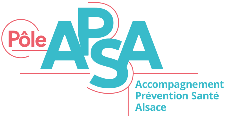 pole apsa logo couleur bleu et rouge avec signification APSA = Pôle Accompagnement Prévention Santé Alsace